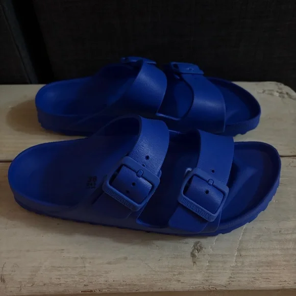 BIRKENSTOCK ESSENTIALS EVA SANDAL Blue Double Strap Size 38, Women’s 7, Men’s 5 - Picture 3 of 11